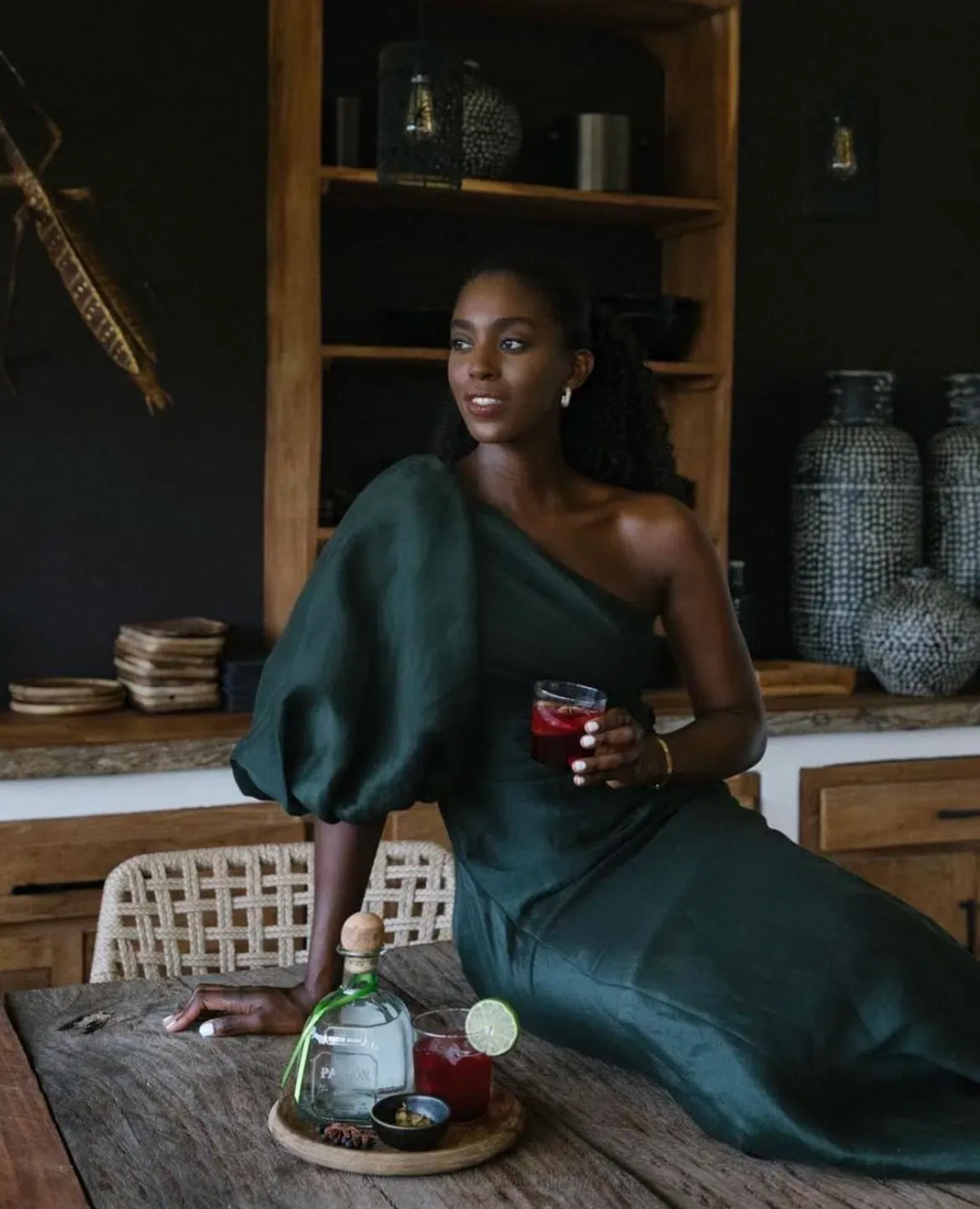 aje concept dress green Aquiline Gown-HUNTER GREEN / 4
