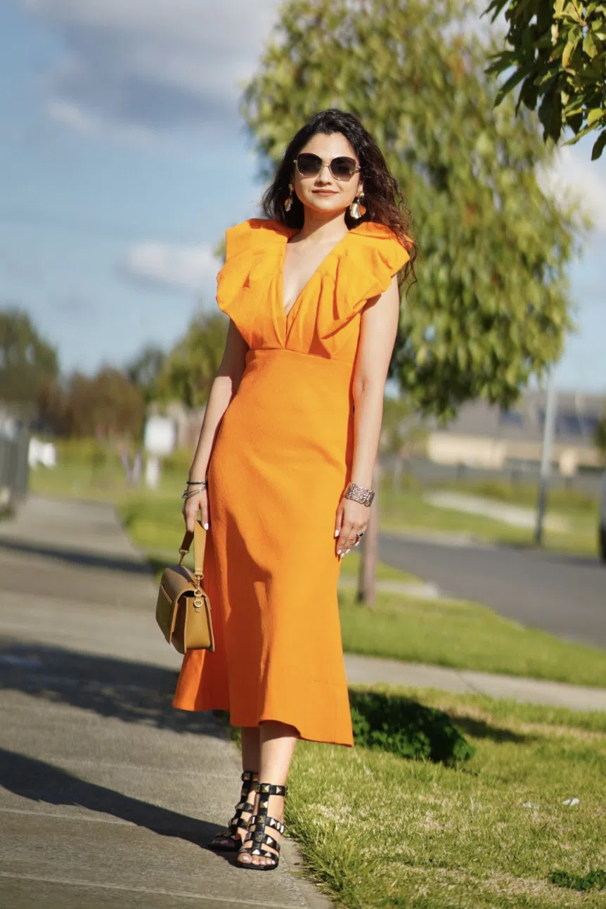 Sheike Charlize Midi Dress Orange Size The Volte