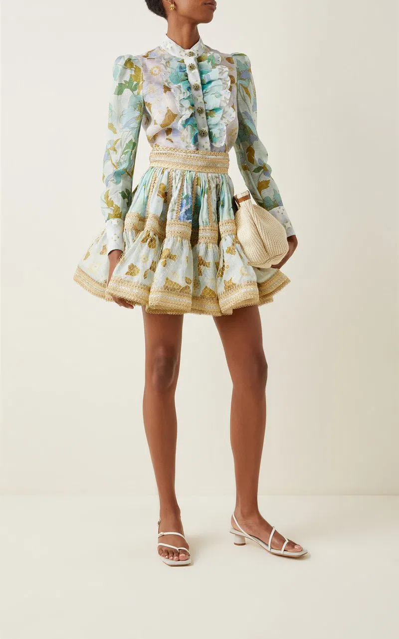 Zimmermann Rhythm Trimmed Mini Skirt Floral Size 6 | The Volte