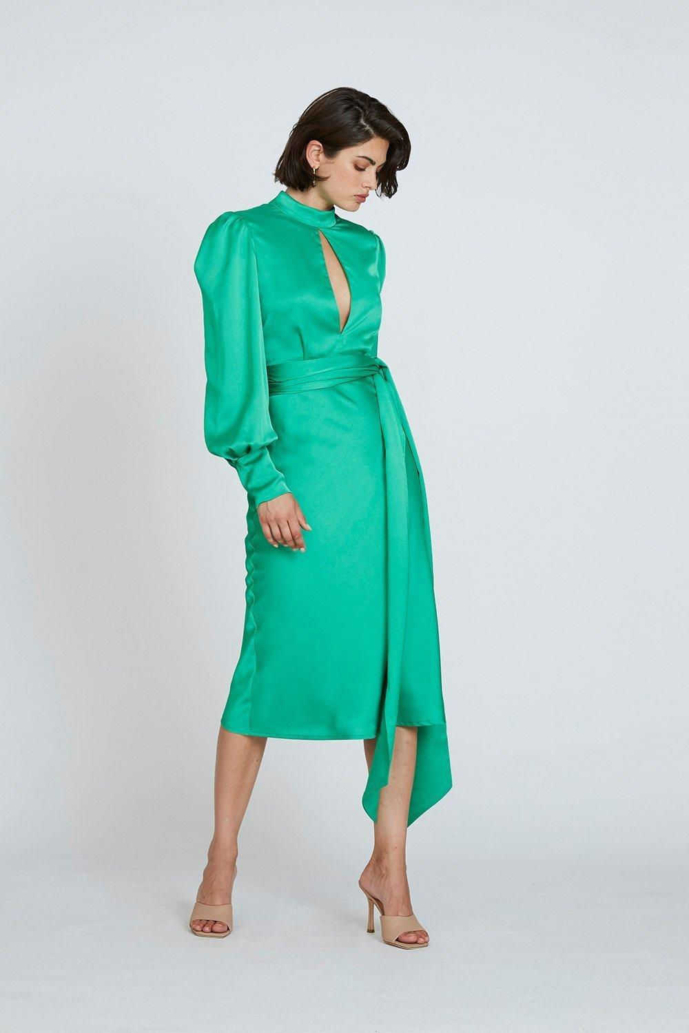 Solace London Lorena Midi Dress Green Size 8 | The Volte