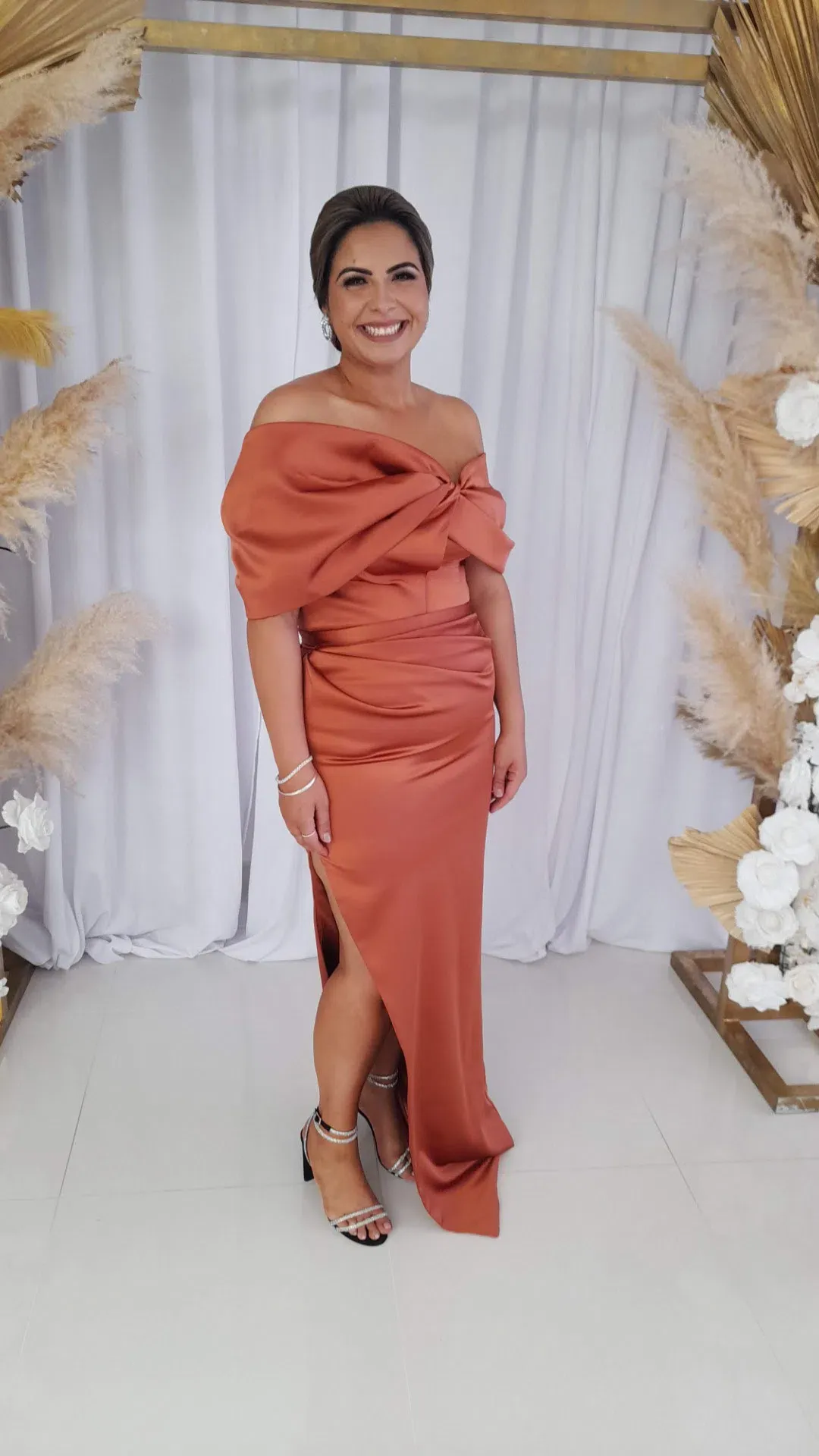 aje maia off shoulder midi dress Maia Off Shoulder Midi Dress | Coral
