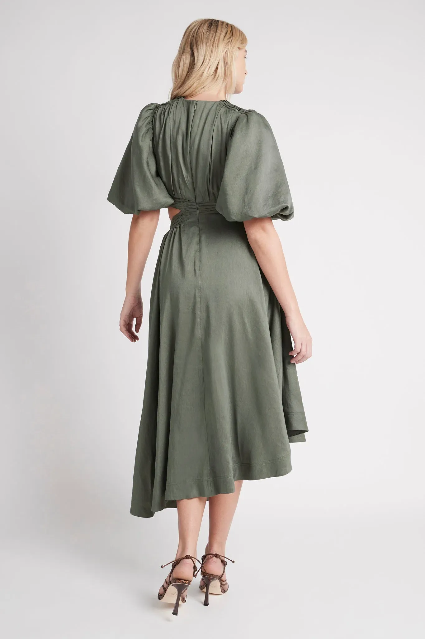 aje tidal tucked midi dress Gabrielle Plunge Midi Dress | Midnight Floral