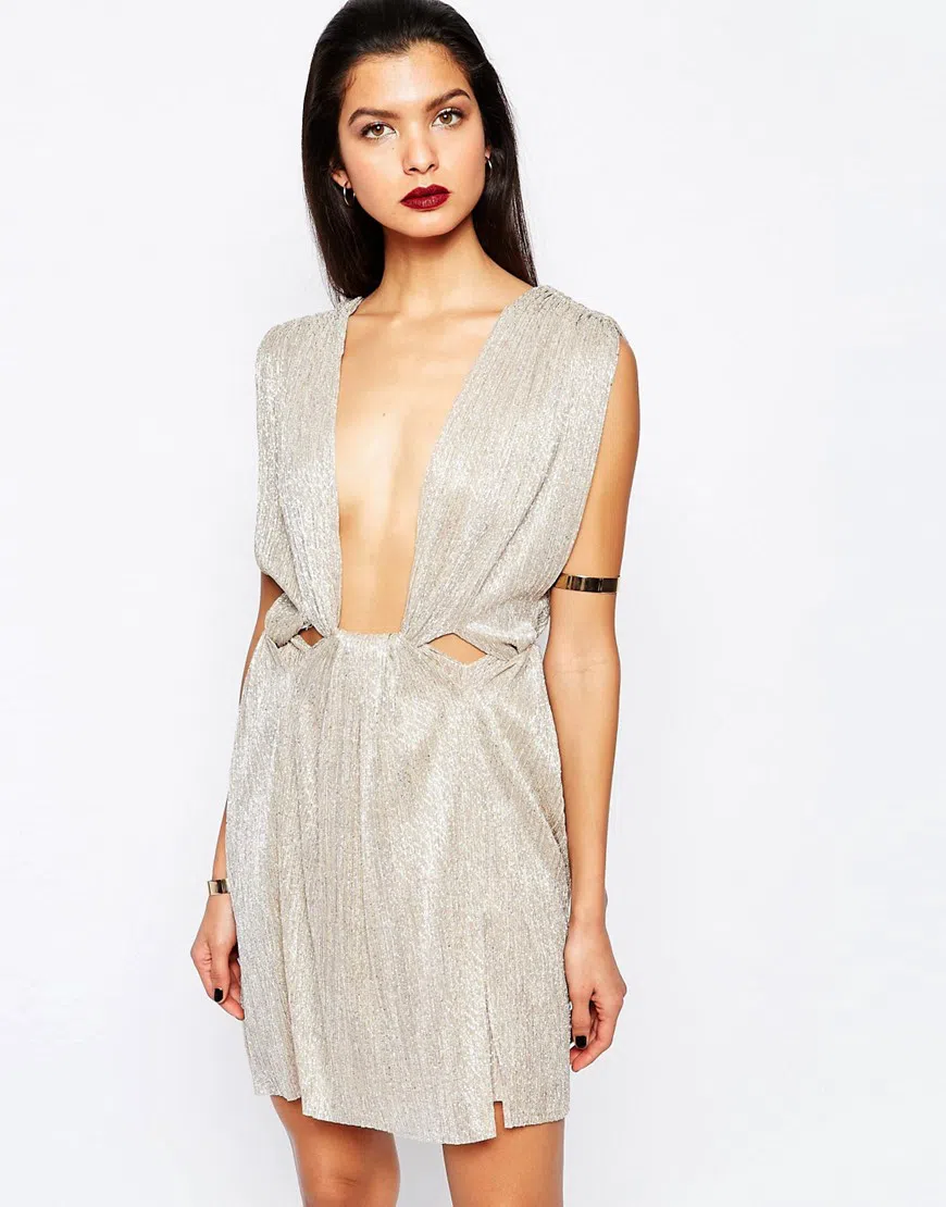 acler gold mini dress ACLER HILLSOME Mini Dress In Gold, Size 14 Au main image 1