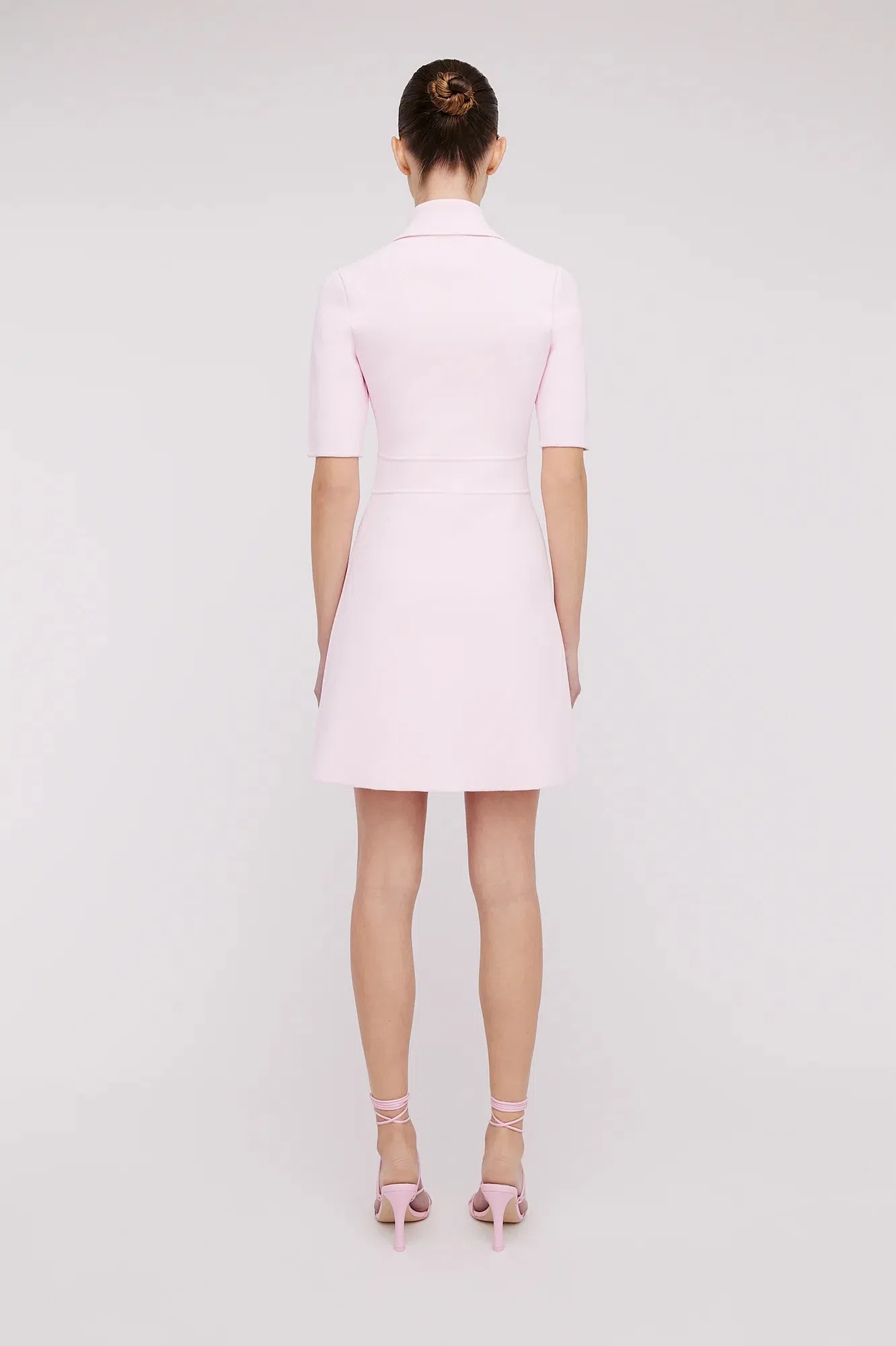 Scanlan Theodore Crepe Knit Button Collar Mini Dress Pink Size XS / Au 6 |  The Volte