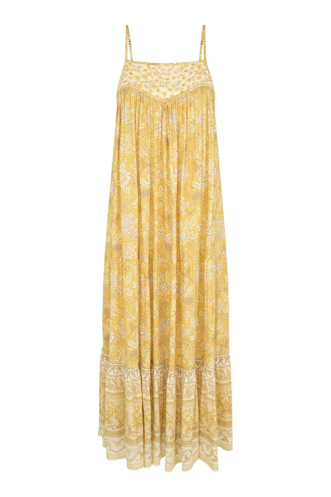 Spell Mossy Strappy Midi Dress Yellow Size XS AU The Volte