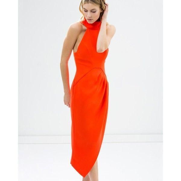 open lace back dress FENDI orange poplin embroidered eyelets ruched cap sleeve sundress