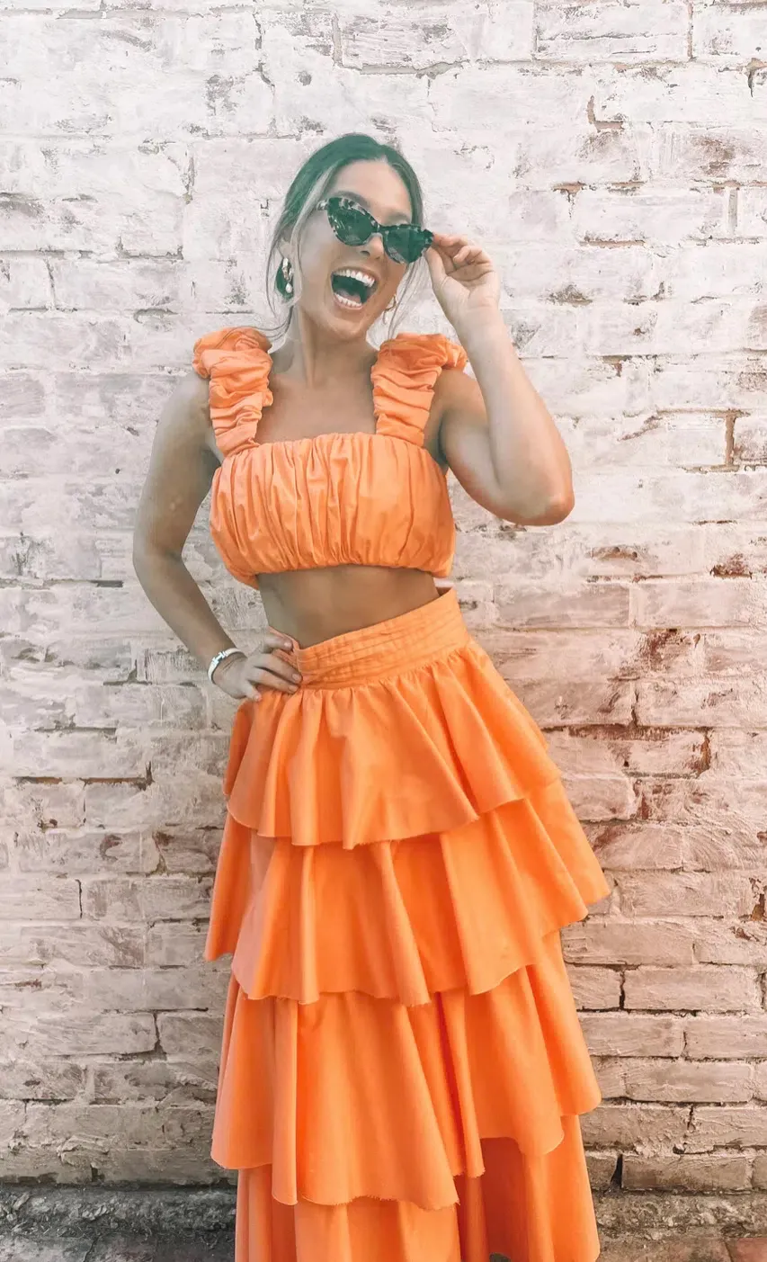 Aje Medina Orange Crop Skirt Set Mandarin Size The Volte