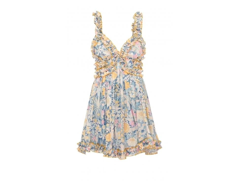 De La Vali Bougainvillea Maxi Dress Chiffon Sage Floral Size 6 | The Volte