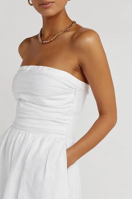 Dissh Lexi White Linen Midi Dress White Size AU 10 | The Volte