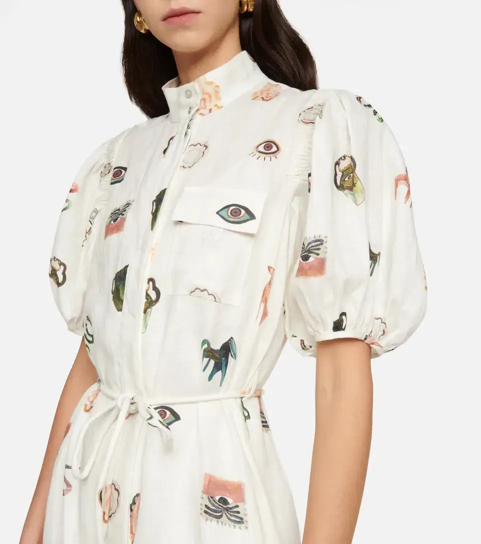 alemais hera midi dress ALMAIS Hera Linen Midi Dress in White