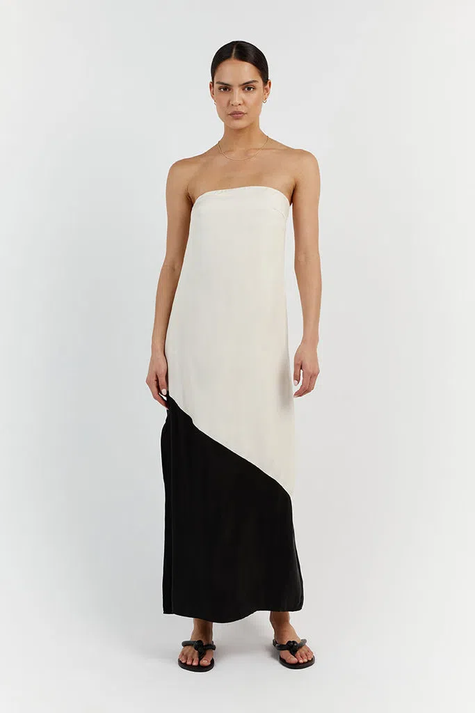 Dissh Taj Pearl and Black Midi Dress White Size 10 | The Volte