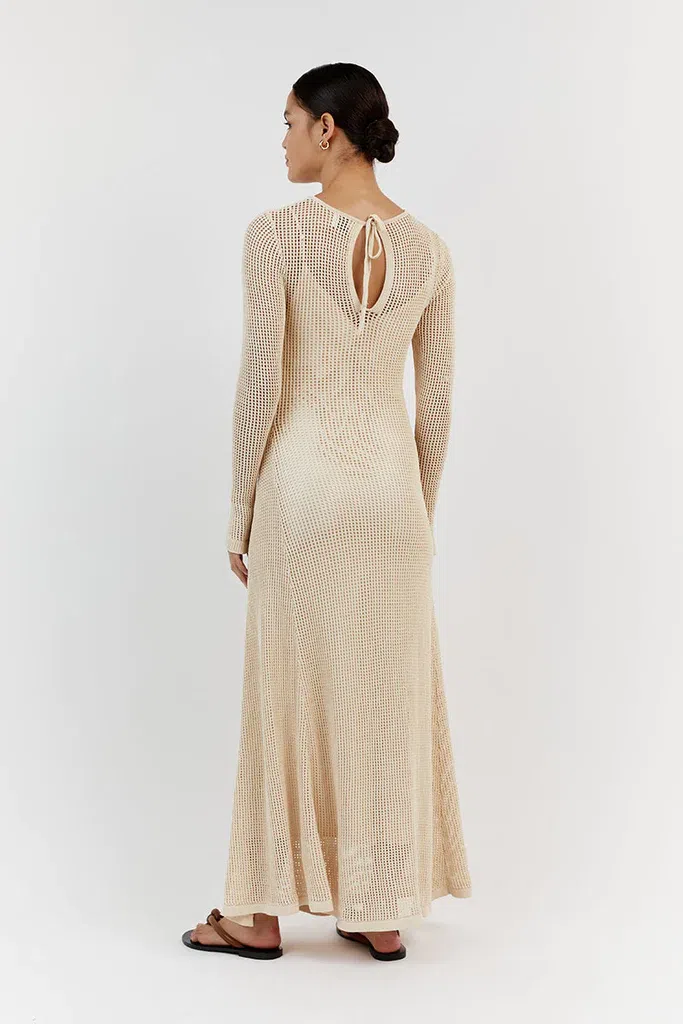 white christmas dresses AGNES WHITE CROCHET STRAPLESS DRESS – DISSH main image 1