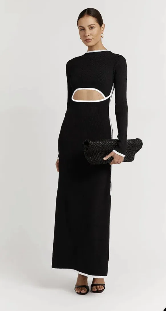 Dissh Binding Sleeved Knit Dress Black Size AU 10 | The Volte