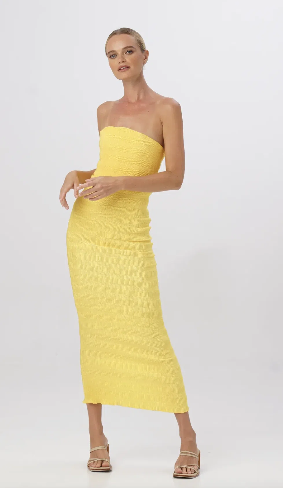 💛 RACHEL GILBERT Canary Yellow Sarah Side Ruffle Frill Stretch Crepe Gown  6 US | eBay