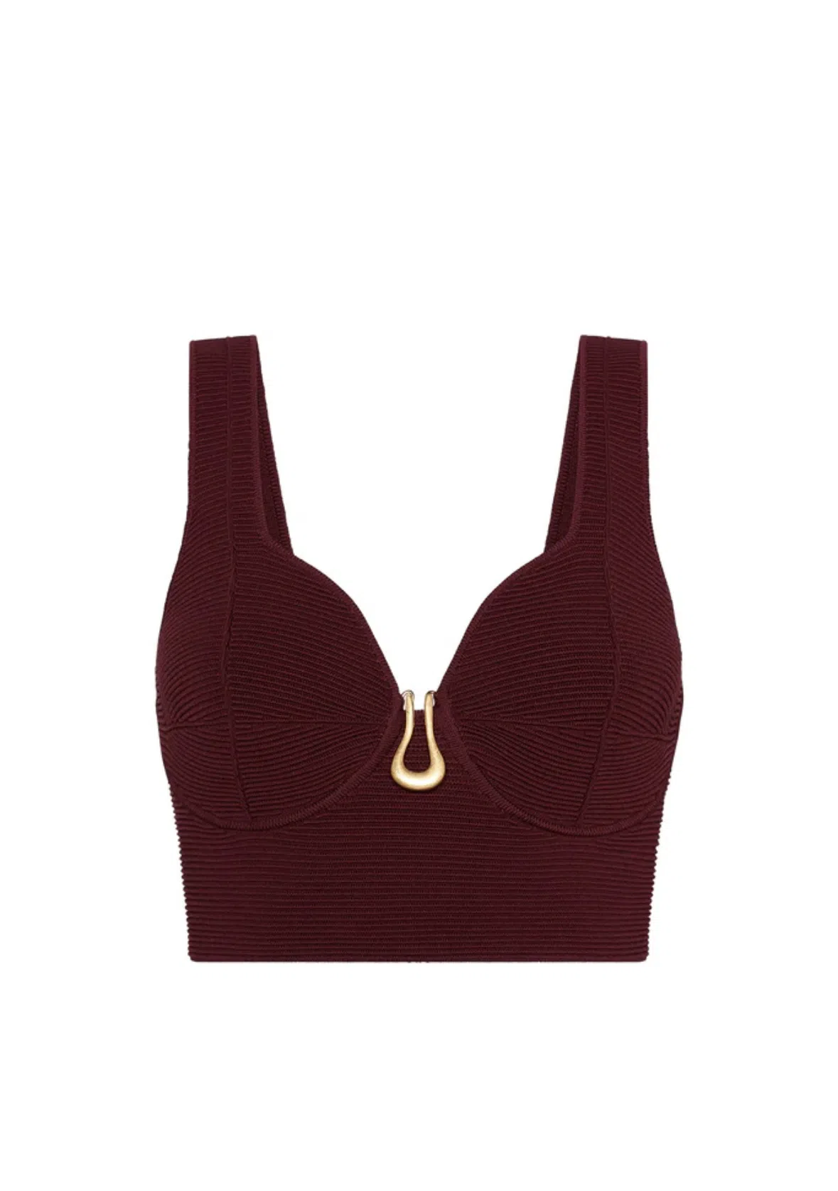 Aje Clay Sculptural Knit Bralette Burgundy Size AU The Volte