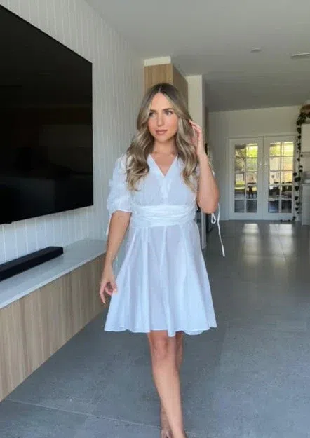 Scanlan Theodore Parachute Gather Sleeve Mini Dress White Size 6 / XS | The  Volte