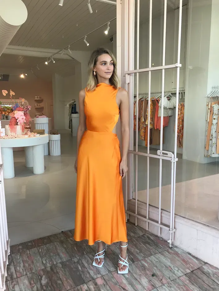 bec and bridge seraphine cut out midi dress & in Tangerine Orange Size 8 Seraphine plunge midi Size:M/L - 7.5 attribute:embellishments:mesh Sara Dress, Black –