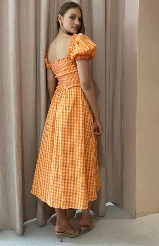 steele orange dress Madelina Dress in Carnivale Stripe | steele label