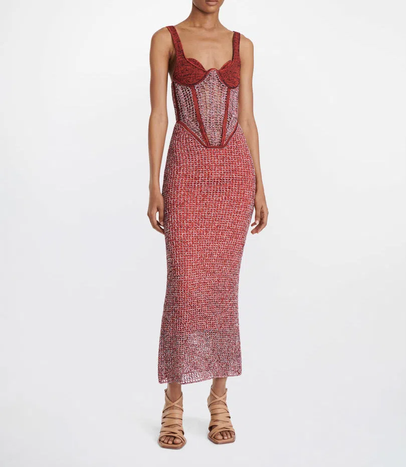 Dion Lee Marled Double Cup Corset Dress in Red Size S / Au 8 | The Volte