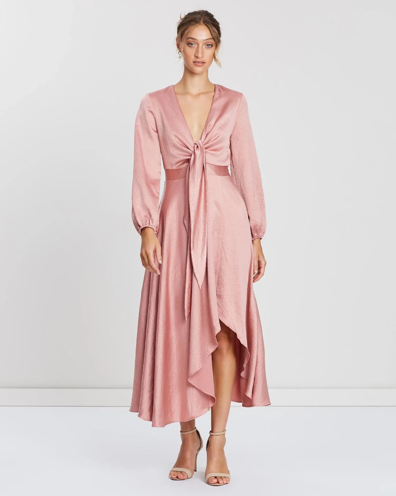 knee length dresses for ladies Vera Button Midi  Orchid Linen Puff Sleeve Shirt Midi Dress  PASDUCHAS