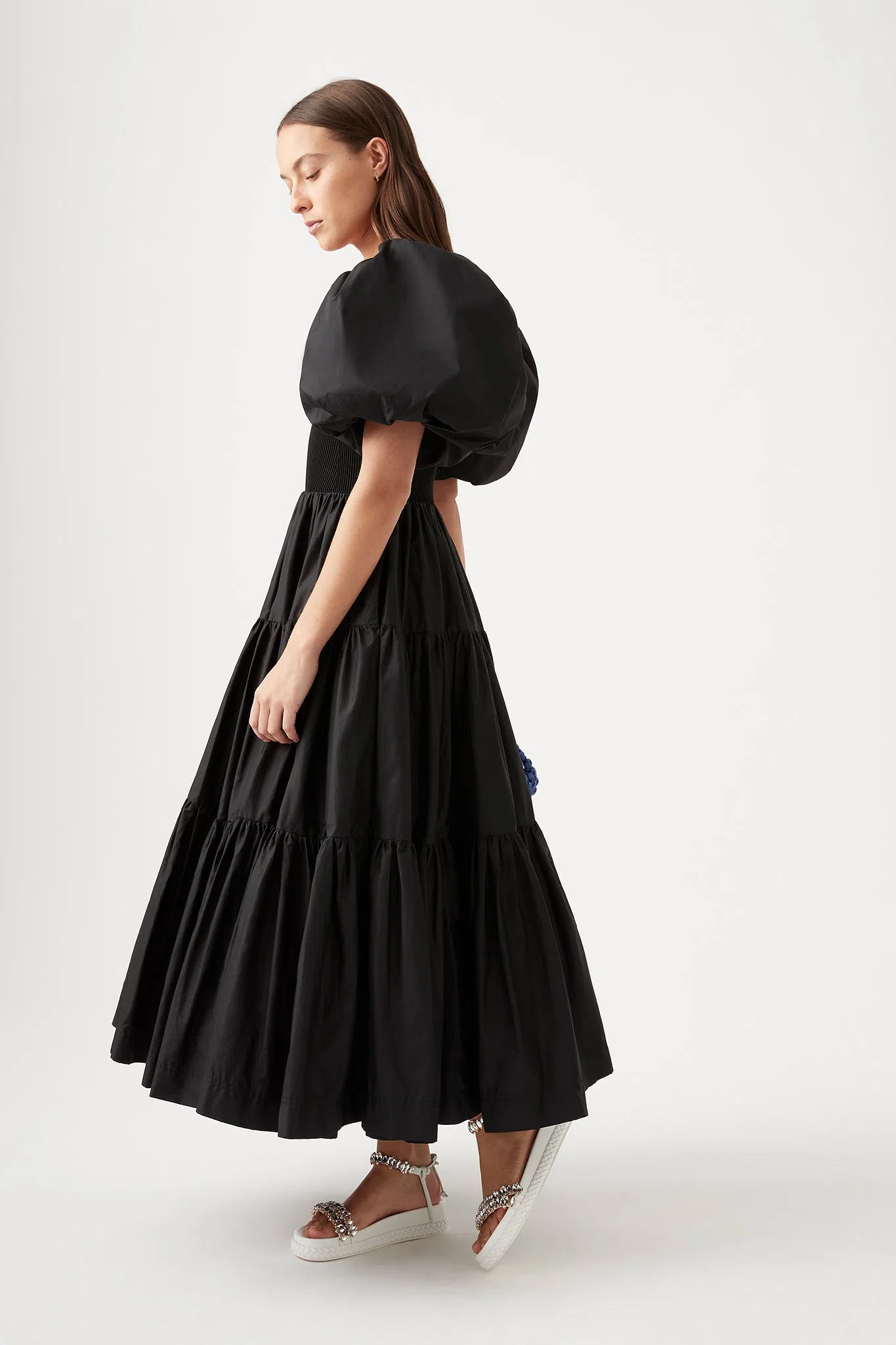 knee length dresses for ladies Aje - Cherished Puff Sleeve Midi Dress