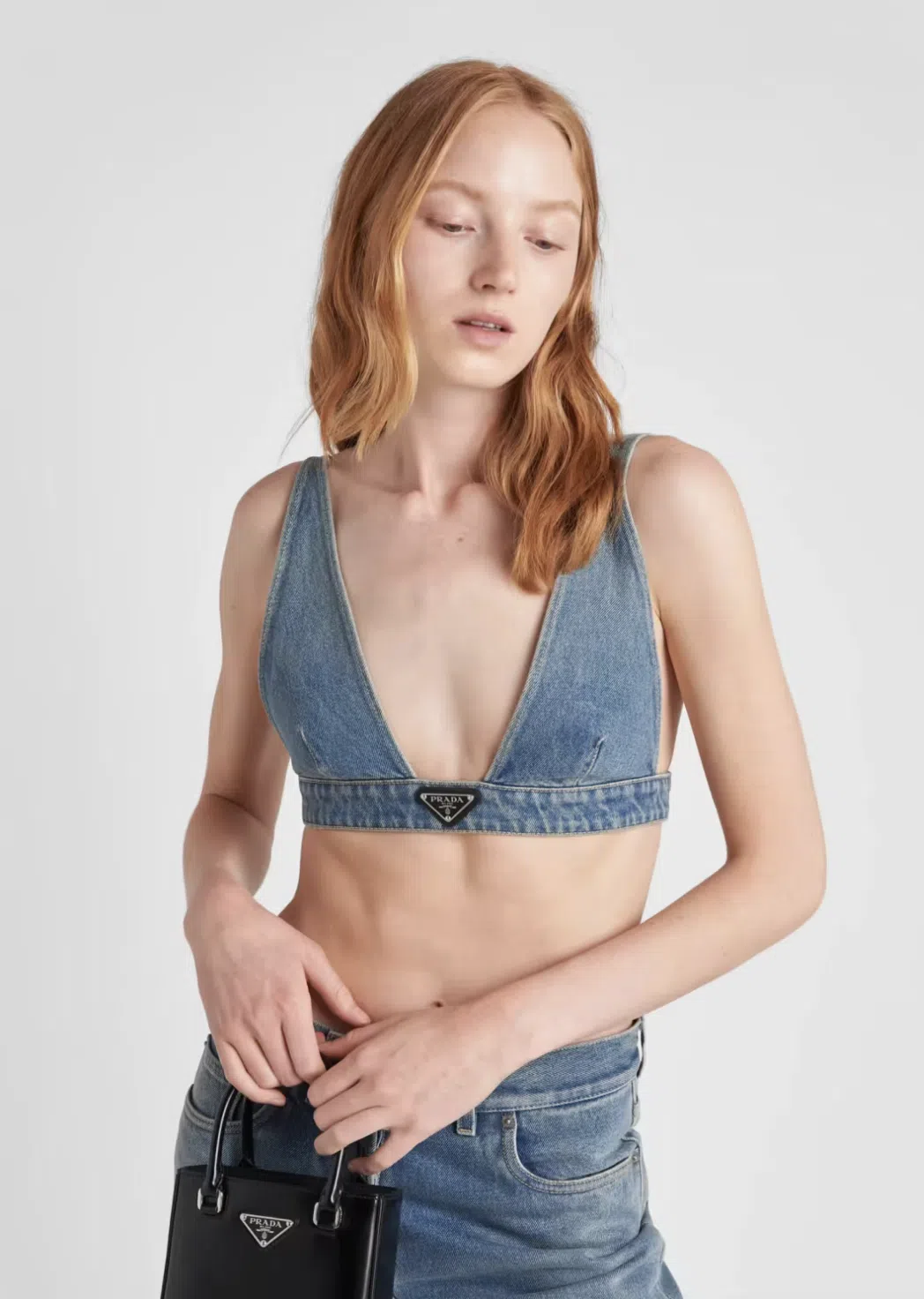 Prada Denim Bralette Blue Size The Volte