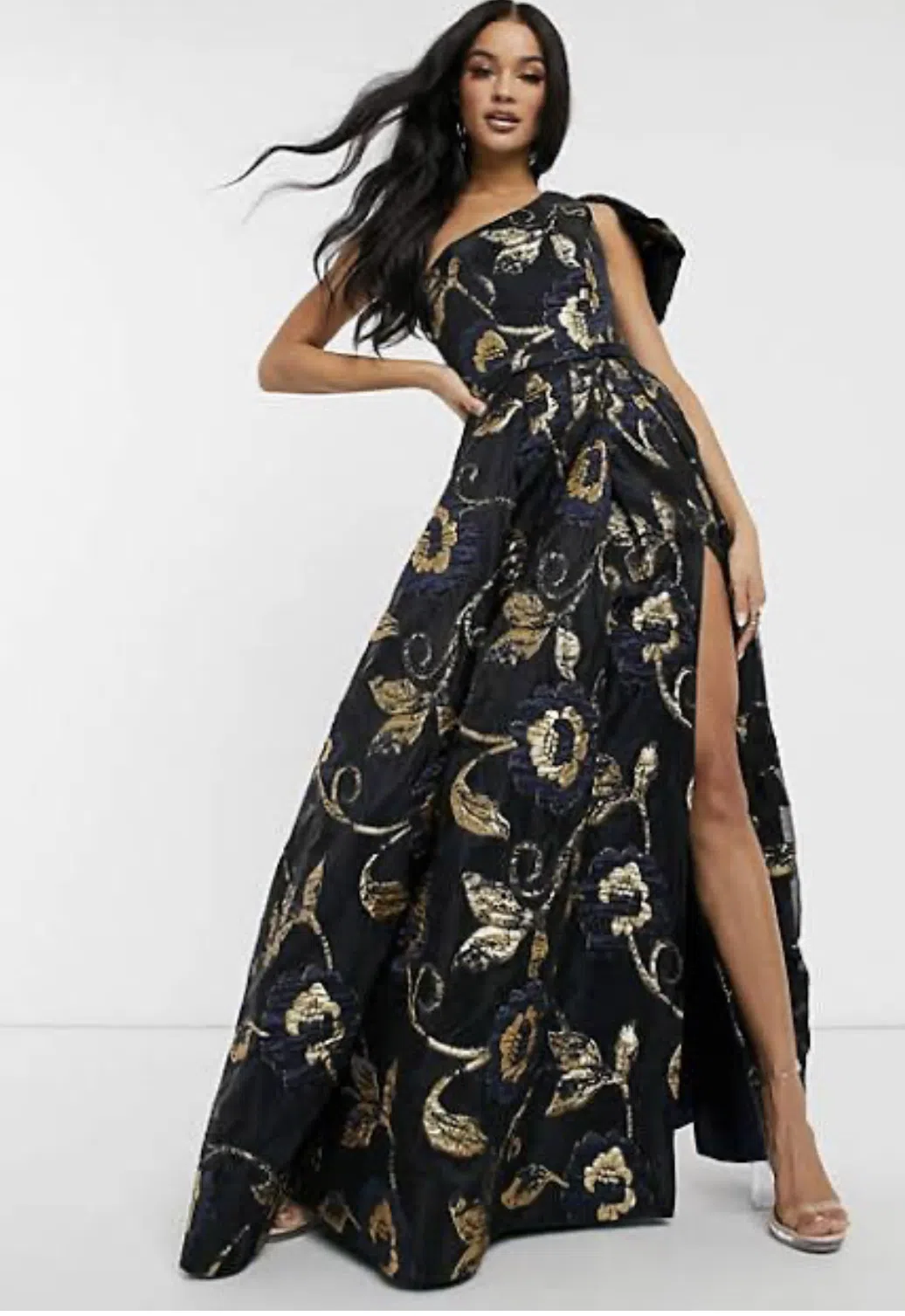 Bariano Olympia One Shoulder Gown Black/Gold Size 8 | The Volte