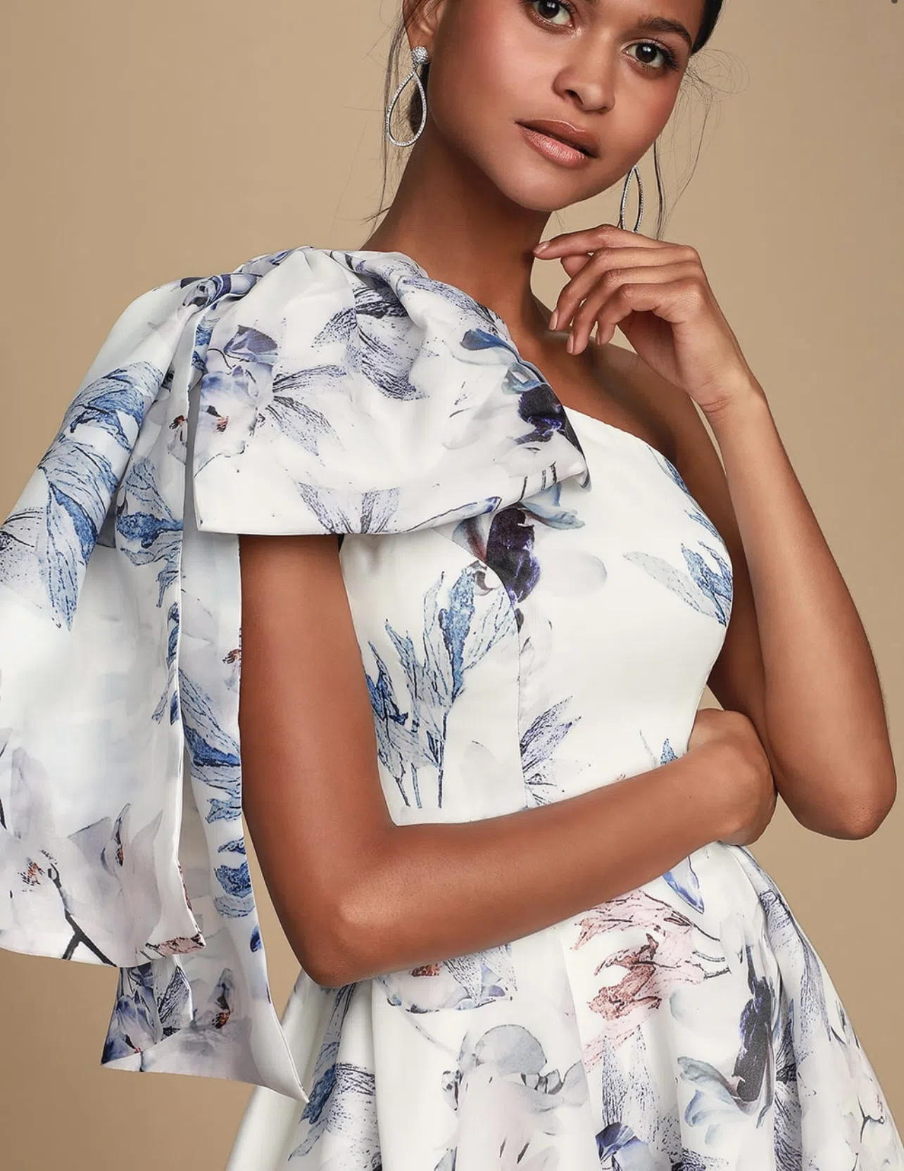 Bariano Josephine One Shoulder High Low Gown Floral Size 6 | The Volte