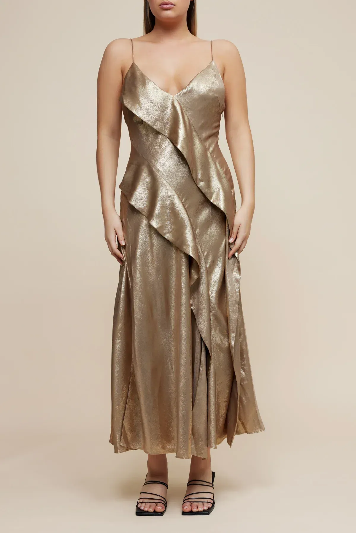 acler gold dress queensbridge Acler Queensbridge Midi Dress Gold Size 14