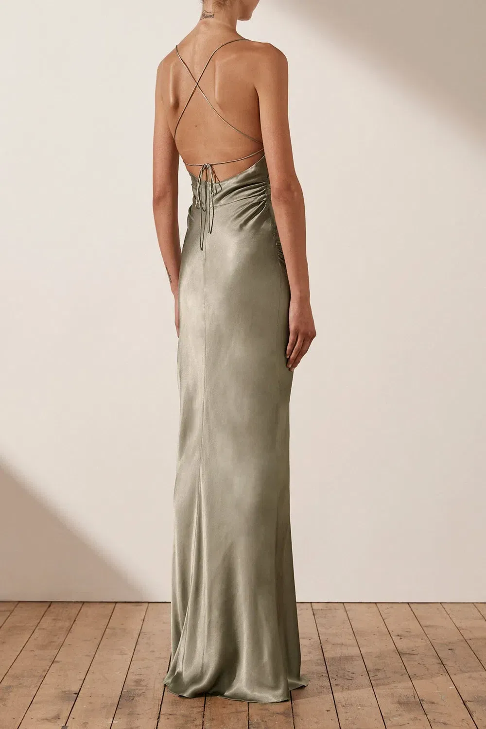 la lune lace back maxi dress sage Shona Joy La Lune Lace Back Maxi Dress in Sage