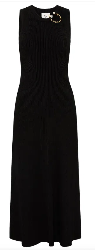 Aje Crescent Knit Midi Dress Black Size 12 / L | The Volte