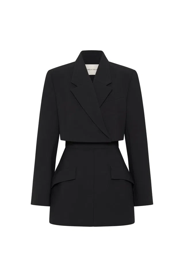Camilla and Marc Camellia Tailored Cut Out Blazer Mini Dress Black