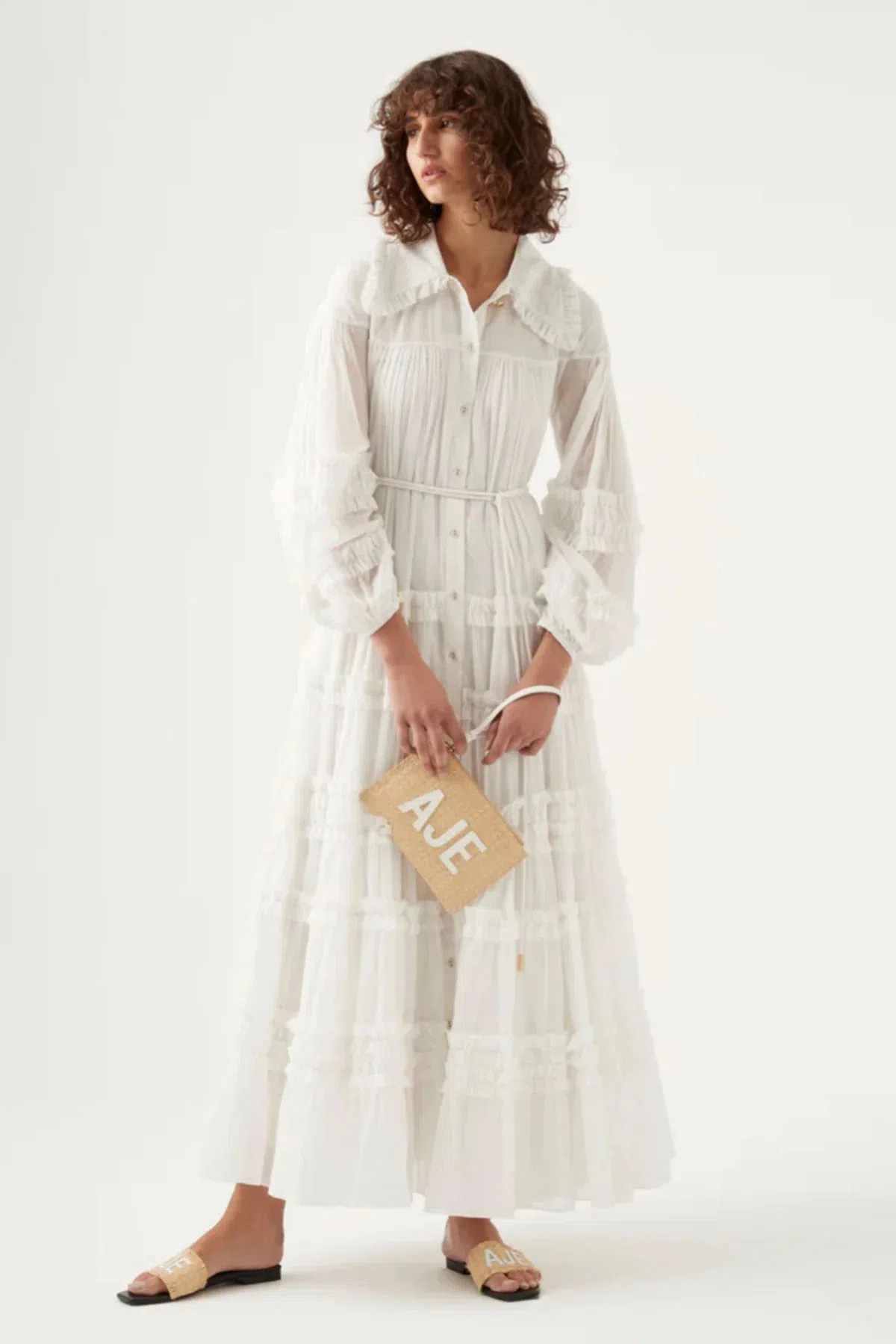 Aje Memento Tiered Maxi Dress In White Size AU 12 | The Volte Aje Memento Tiered Maxi Dress In White Size AU 12 | The Volte