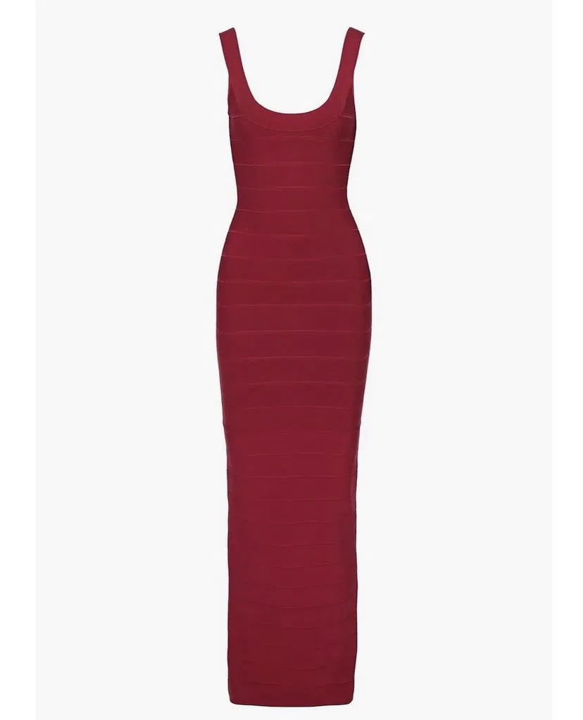 Herve Leger Cranberry Round Neck Gown Red Size Small The Volte