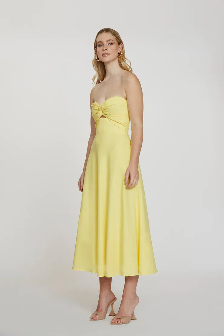 Shine bright through your sun-kissed to golden hour soirees in the By  Johnny Penelope Strapless Midi Dress in Lemon. Toorak, Nedlands, …