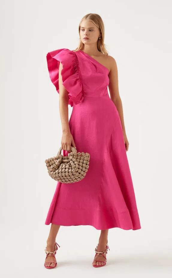 Country Road Soft Pleated Midi Dress Pink Size 16 | The Volte Country Road Soft Pleated Midi Dress Pink Size 16 | The Volte
