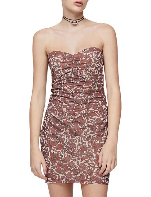 Bec Bridge Priya Strapless Mini Dress Hibiscus Print Size