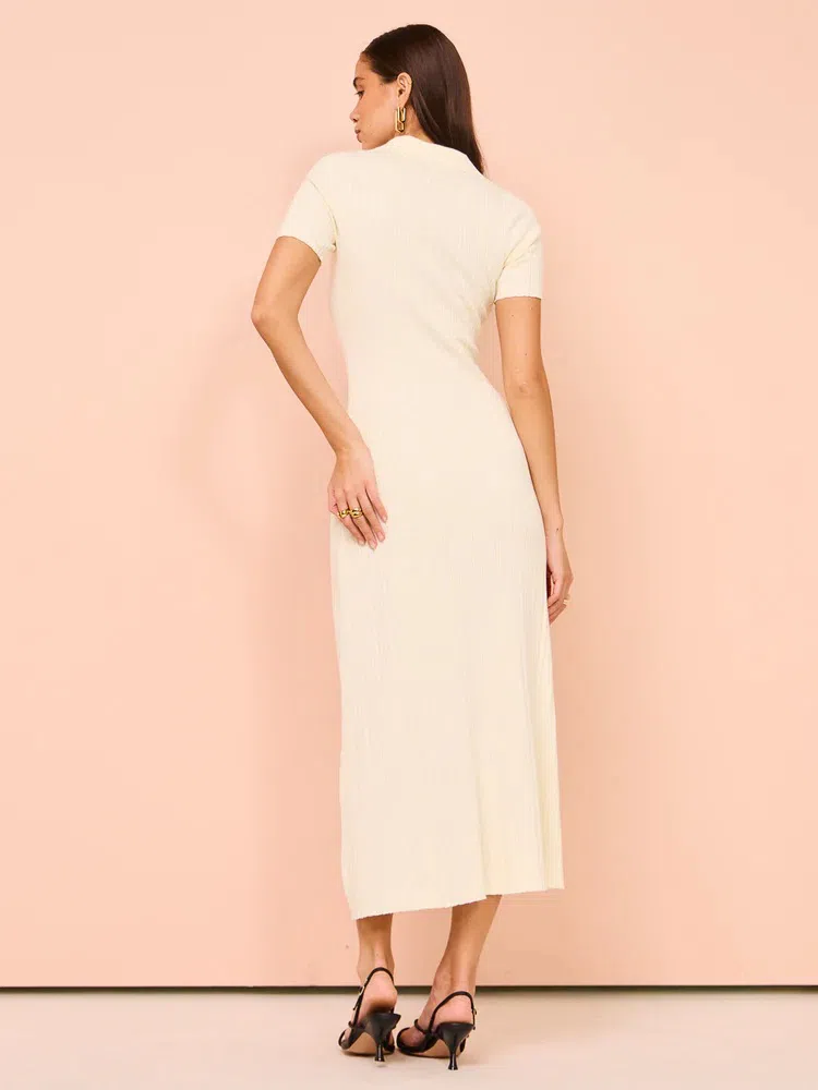 nude knit midi dress Nude Strappy Knit Midi Dress main image 1