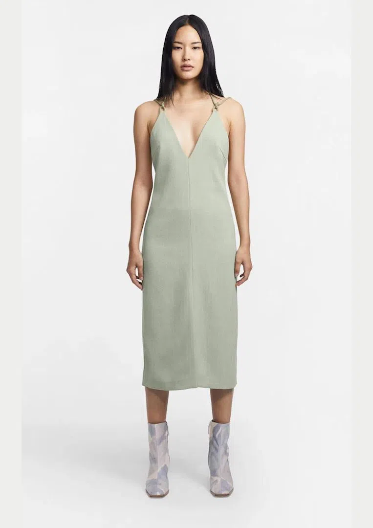 dion lee green silk dress SAU LEE Pearl Satin Gown, Emerald main image 0