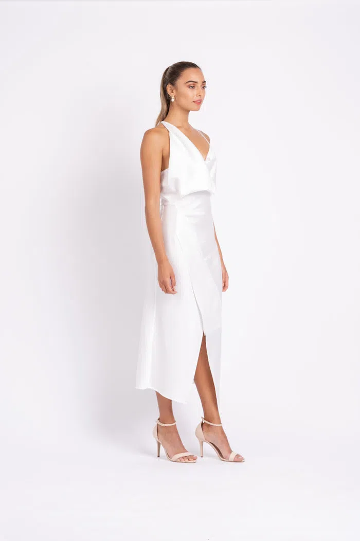 Aje Tori Denim Stitch Dress White Size 8 | The Volte