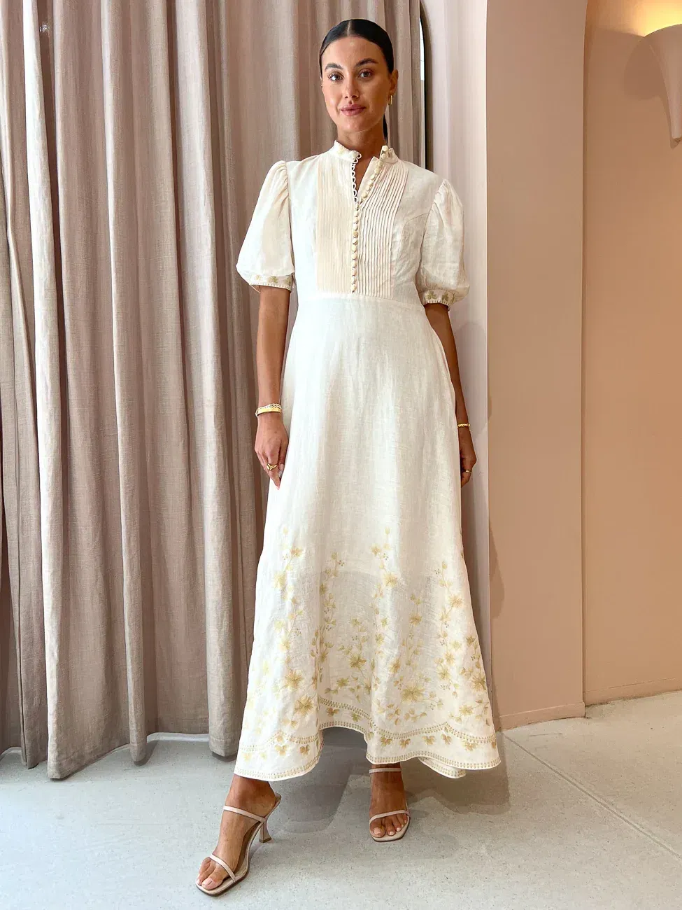 chinese dress ladies Baroque flower maxi dress