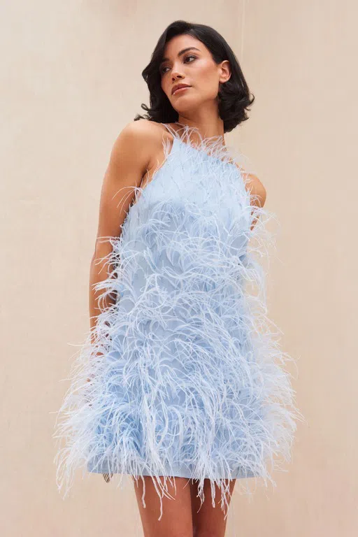 Cult Gaia Shannon Dress Ice Blue Feathers Size 8 | The Volte Cult Gaia Shannon Dress Ice Blue Feathers Size 8 | The Volte