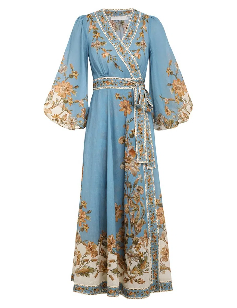 Zimmermann Bellitude Floral Long Dress Cornflower Floral Size 2 / AU 12 |  The Volte