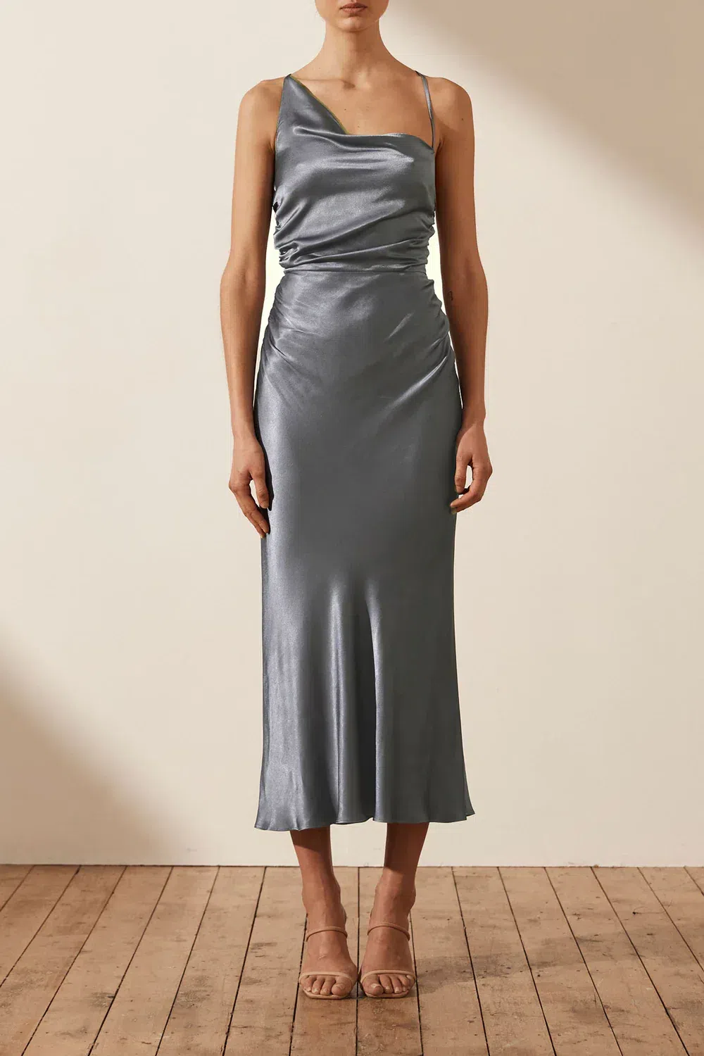 SHONA JOY LA LUNE LACE BACK MAXI DRESS - BLUE SMOKE (SIZE 10) | The Volte