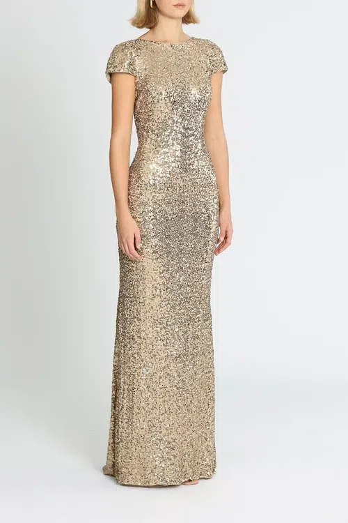 Suboo Stevie Cross Over Midi Dress Gold Size M / AU 10 | The Volte