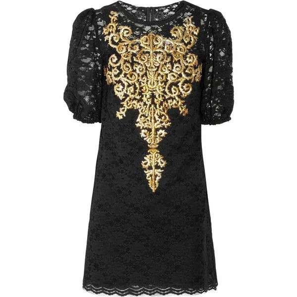 Dolce and Gabbana Embroidery Lace Dress Black Size AU 12 | The Volte
