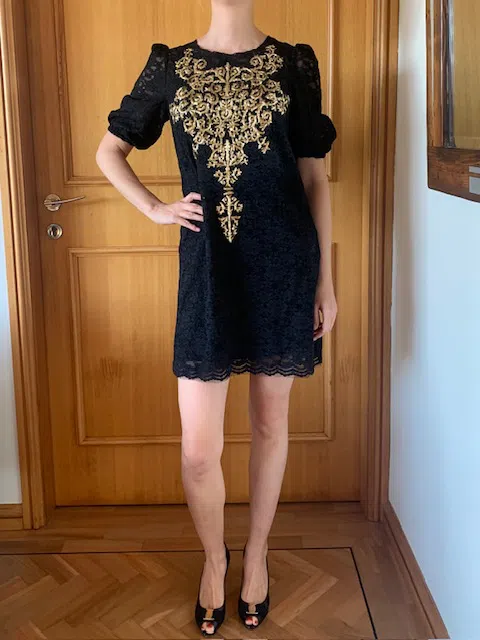 Dolce and Gabbana Embroidery Lace Dress Black Size AU 12 | The Volte