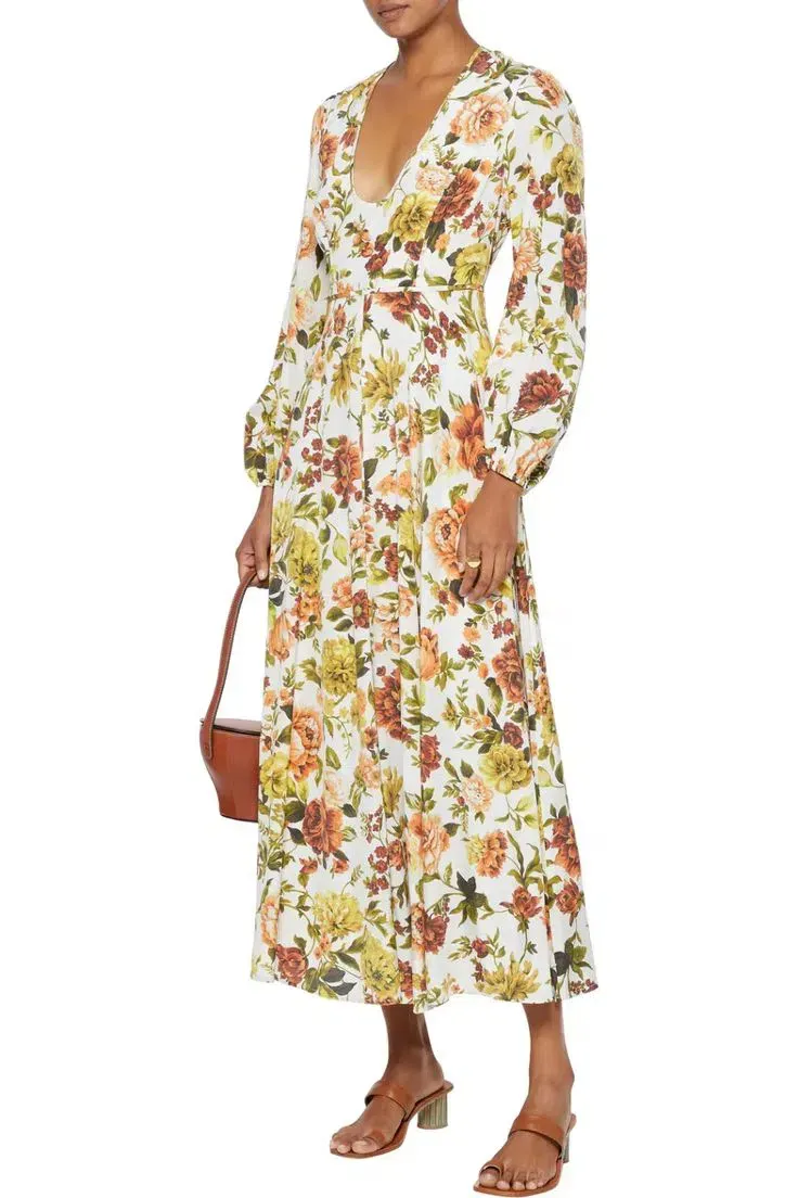 chinese dress ladies Rae Bustier Midi Dress Harmony Print in Plum Blossom by Leo Lin for Hire