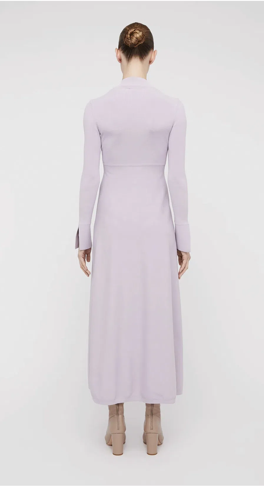 Scanlan Theodore Crepe Knit Button Polo Dress Pale Mauve Size 8 | The Volte