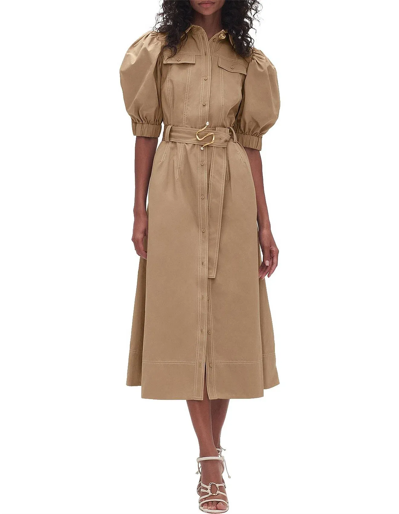aje woodland utility midi dress Aje Woodland Utility Midi Dress Beige Size AU 12